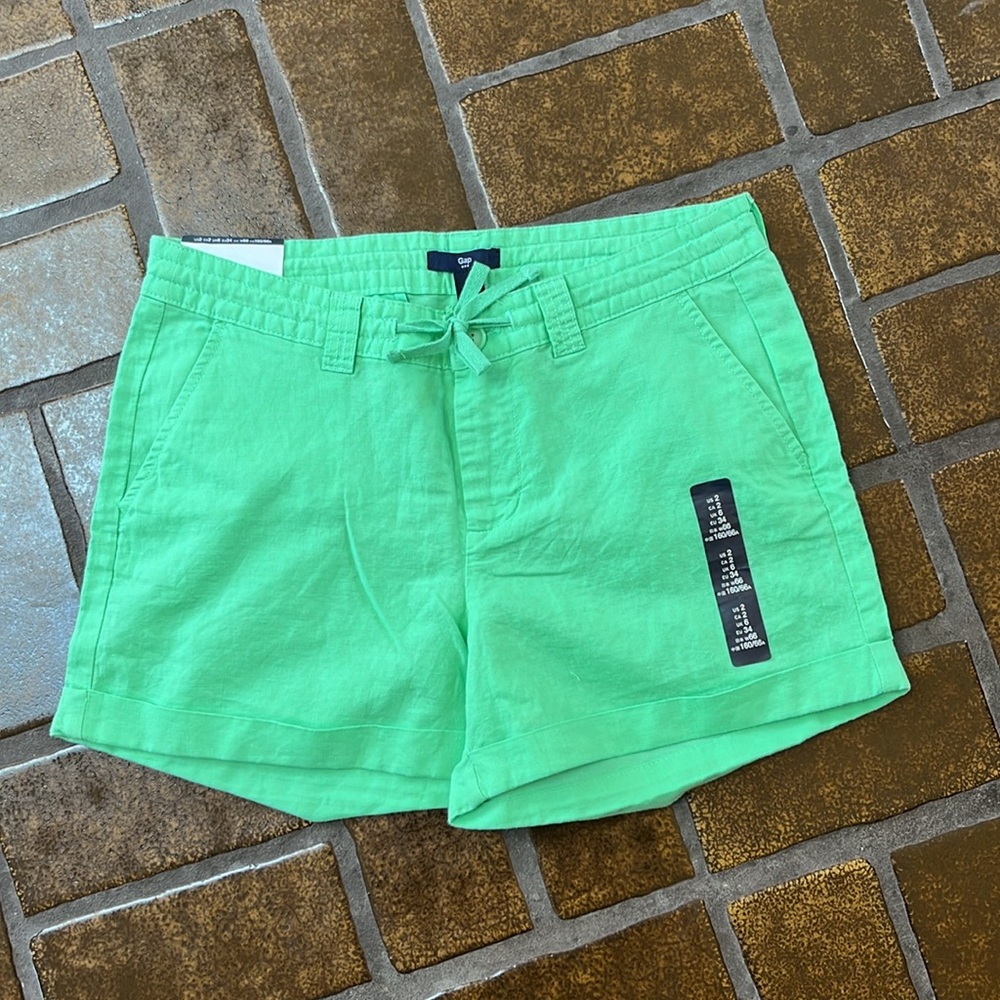 NWT Gap Spring Bud Green Linen Blend Tie Waist Short
